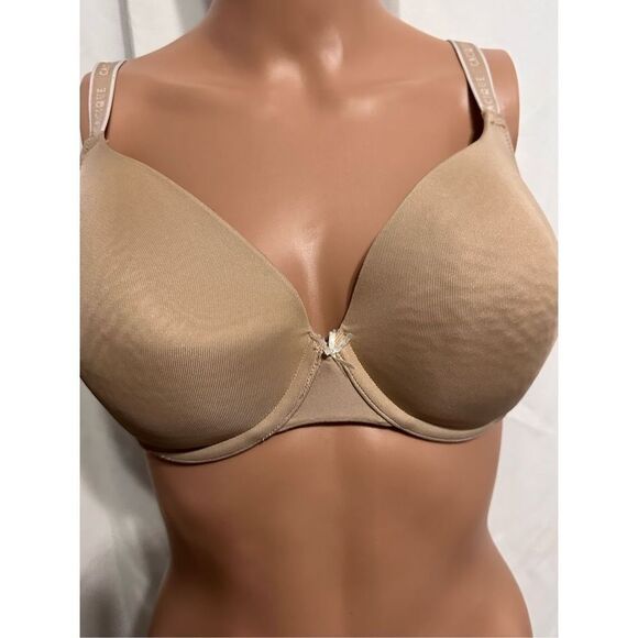 Cacique Lane Bryant Women’s TAN/Cream 36DD Adjustable Bra LOGO STRAPS GOOD CONDI - Picture 4 of 7